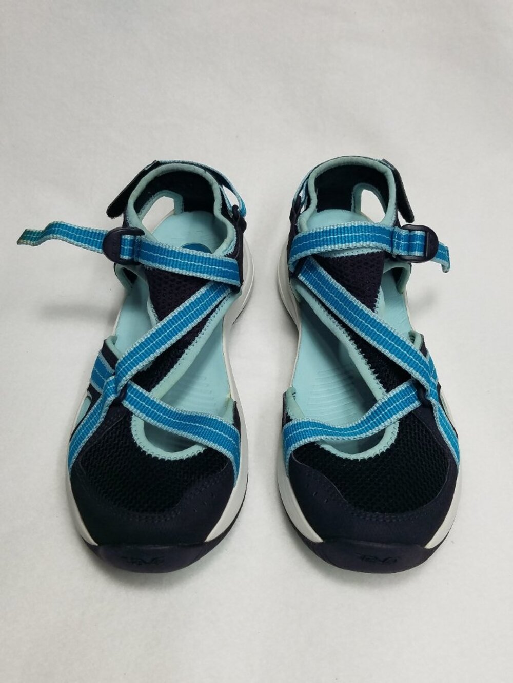 Teva Women Ewaso Sport Sandals Black Blue Athletic Outdoor Hiking Shoes Size 8.5